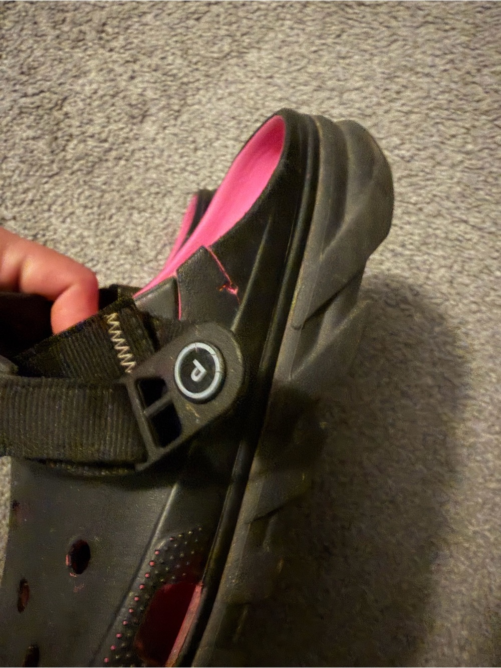 POST MALONE CROCS Black Clogs with Pink Interior size 13M - Picture 2 of 4